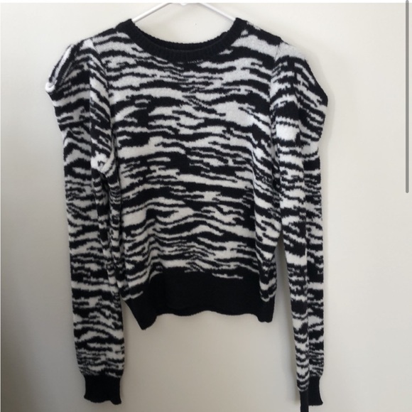 Express Zebra Stripe Puff Shoulder Sweater - Picture 3 of 4